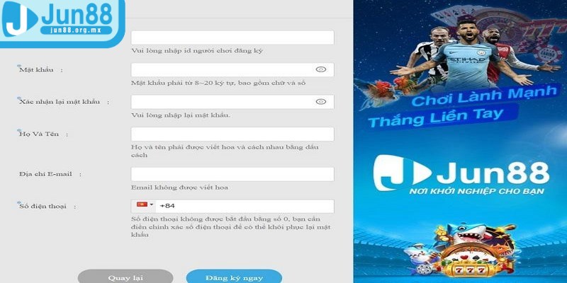 Đăng ký JUN88 - Hướng dẫn newbie trải nghiệm đơn giản 2 Đăng ký JUN88 thành công anh em thoải mái chơi game hàng ngày