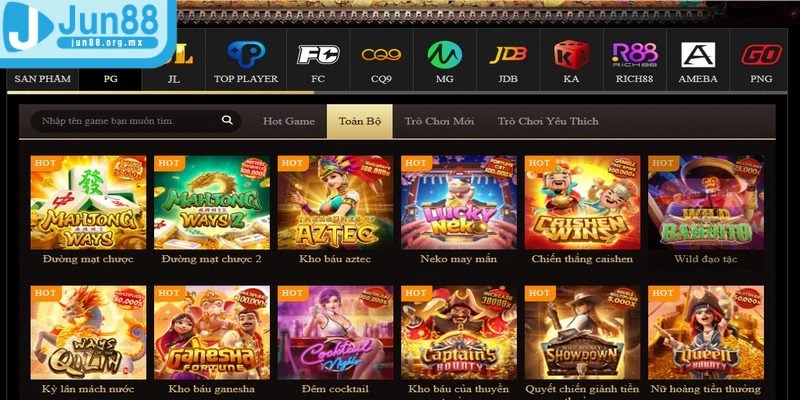 PG Nổ Hũ – Khám phá sảnh đẳng cấp với thưởng hấp dẫn 3 Chơi Nổ Hũ tại JUN88 rất đơn giản chỉ với vài bước thao tác